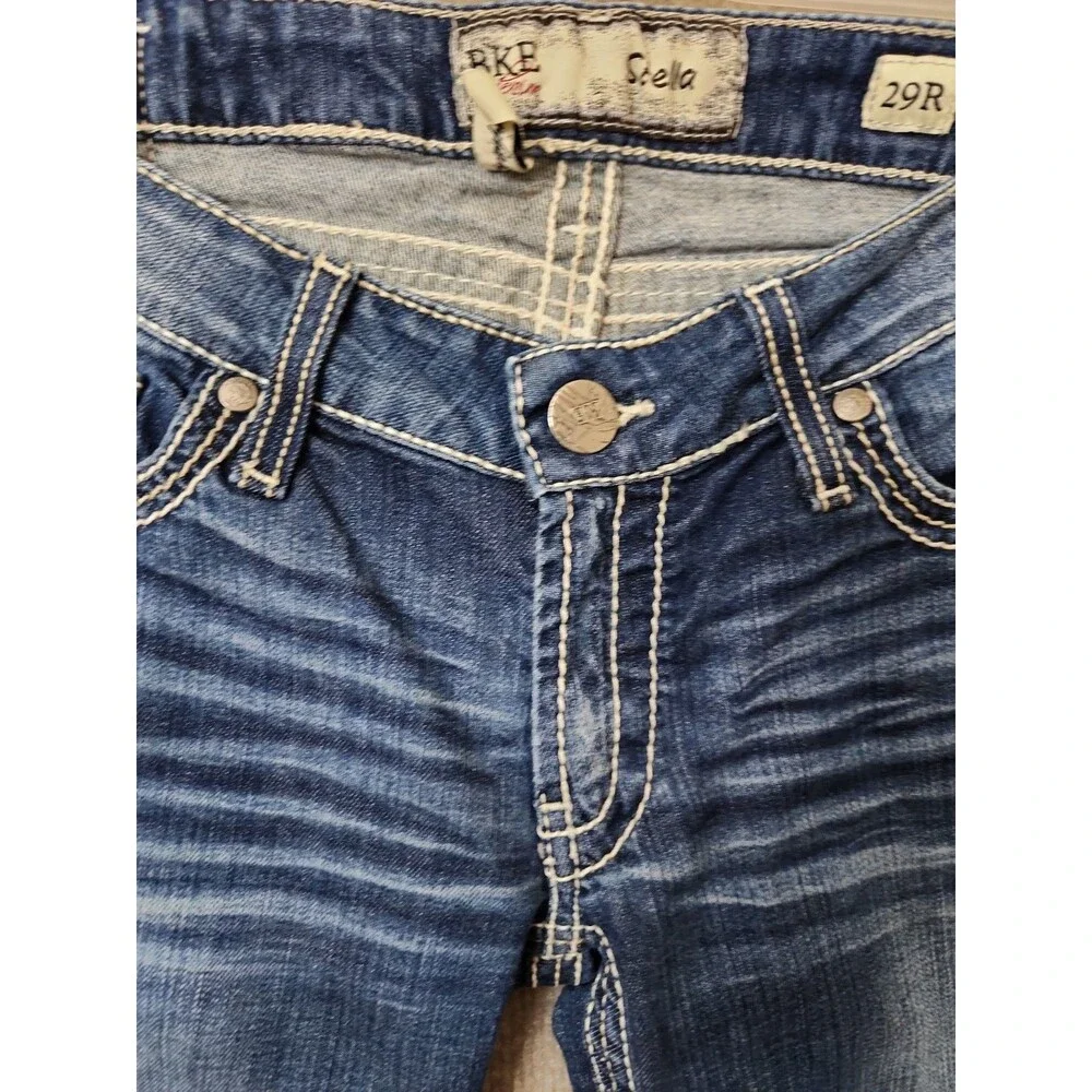 BKE Stella Straight Jeans Womens 29 Blue Medium Wash Low Rise Stretch